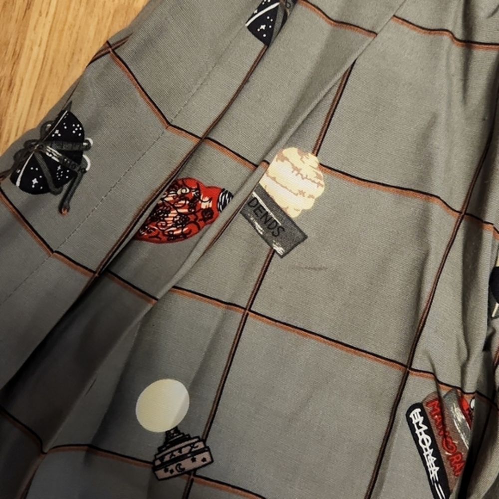 Vintage Pleated windowpane plaid novelty print skirt sz 12